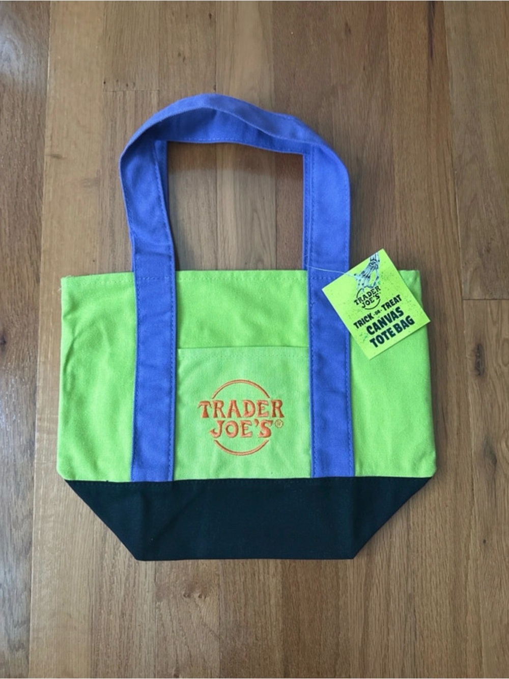 Trader Joe’s Neon Green Halloween Trick-or-Treat Mini Canvas Tote Bag